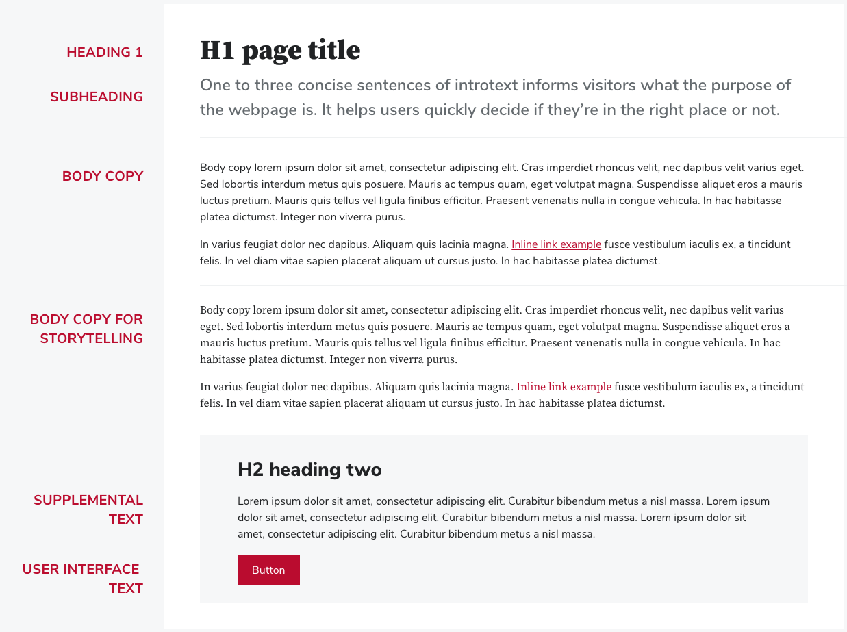 Comparison of body copy in Buckeye Sans and Buckeye Serif in relation to other typography