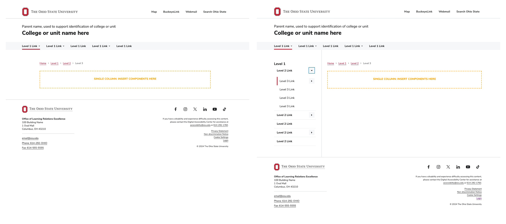 Blank Page Template Without and without the Sidebar