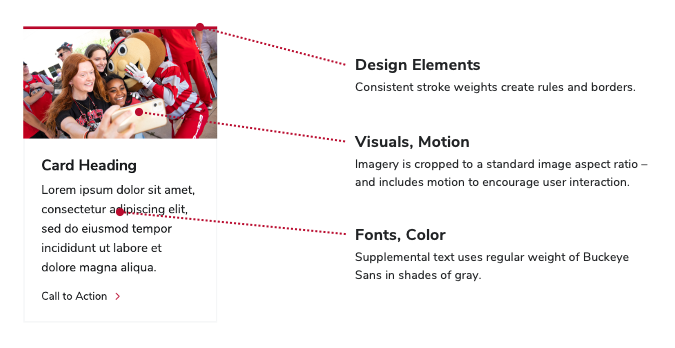 Several design principles are reflected in visual and structural elements of the Card component.