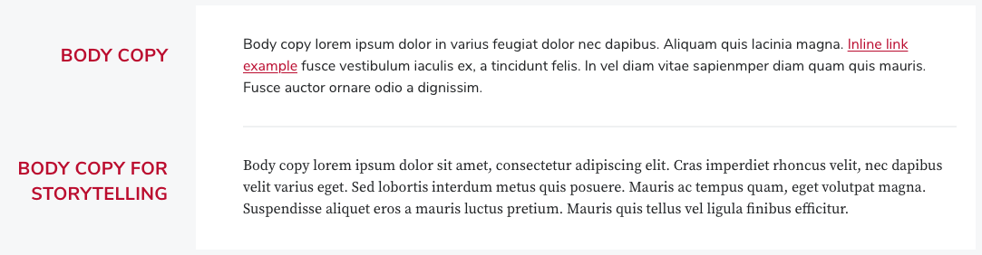 Comparison of body copy set in Buckeye Sans and Buckeye Serif